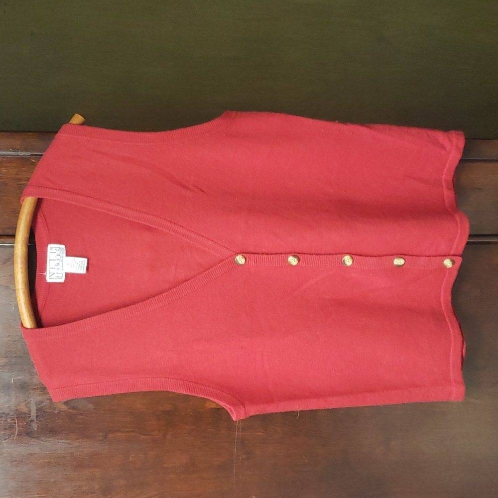 Oversized Button Down Sweater Vest Lambswool Angora Blend Vintage Nell Flowers M